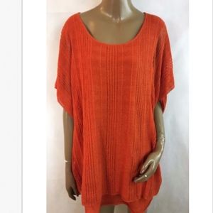 LAFAYETTE 148  3X Knit Top LINEN Blend Orange